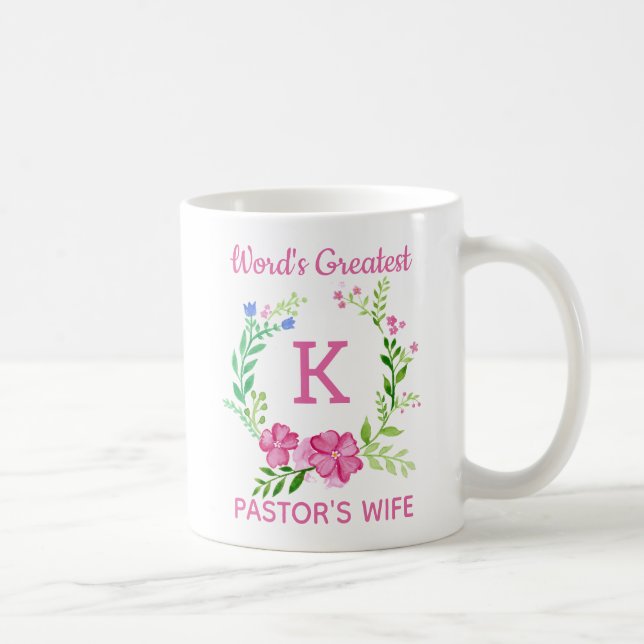 Monogram World's Phantastischste Pastor's Ehefrau  Kaffeetasse (Rechts)