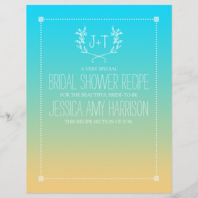 Monogram Wreath Beach Ombre Brautparty Divider (Vorderseite)