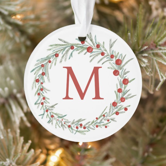 Monogram Wreath Christmas Ornament (Baum)