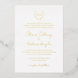 Monogram Wreath Elegant Folieneinladung