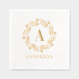 Monogram Wreath Foil Napkins Elegant Initial Servietten Mit Folie