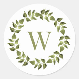 Monogram Wreath Green Wedding Umschlag Aufkleber