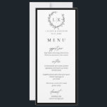 Monogram Wreath Sofort Download Wedding Menu Card Einladung<br><div class="desc">Elegante botanische Monogramm Kranz Schwarz-Weiß Hochzeitsflachkarte.</div>