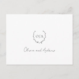 Monogram Wreath Wappen Elegant Wedding Vielen Dank Postkarte