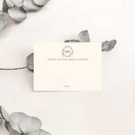 Monogram Wreath Wedding Advice Cards | Marsala Hinweiskarte