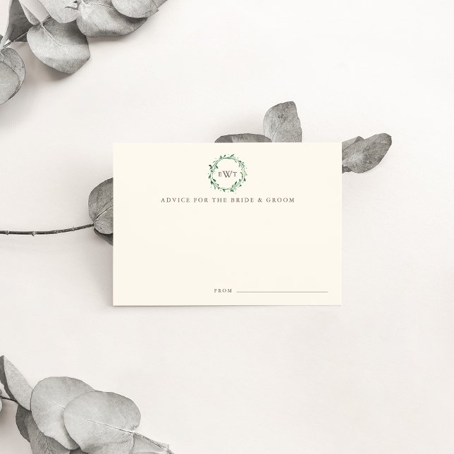 Monogram Wreath Wedding Advice Cards | Wald Hinweiskarte (Von Creator hochgeladen)