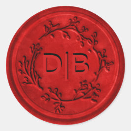 Monogram Wreath Wedding Wax Siegel Runder Aufkleber