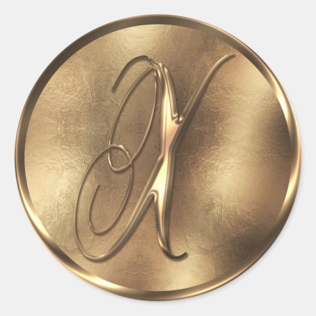 Monogram X Bronze Wedding Invitation Holiday Runder Aufkleber (Vorderseite)