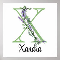 Monogram X Lavendel Eucalyptus Poster Kinderzimmer