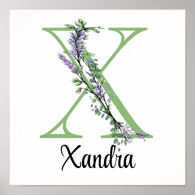 Monogram X Lavendel Eucalyptus Poster Kinderzimmer (Vorne)