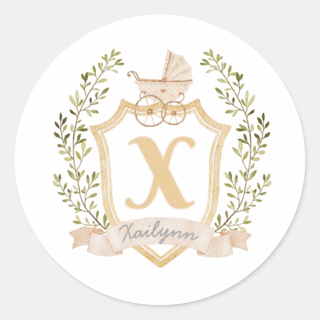 Monogram X | Neutral Runder Aufkleber (Vorderseite)