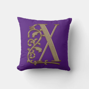 Monogram X Royal Lila Wedding Birthday Gift Idee Kissen