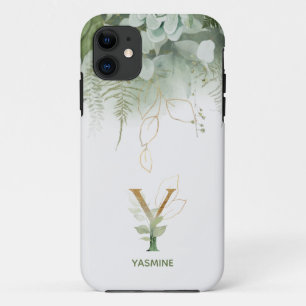 Monogram Y Elegant Greenery Case-Mate iPhone Hülle