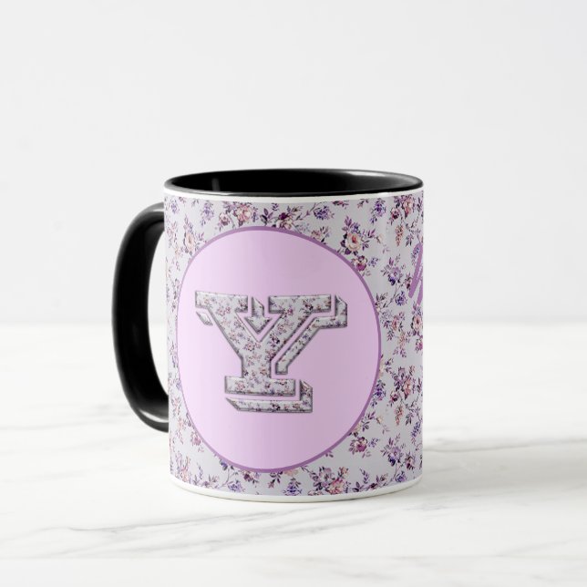 Monogram Y für Luxus-Blume Tasse (Vorderseite Links)