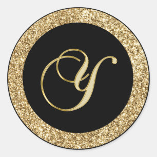 Monogram Y Gold-Skript Runder Aufkleber