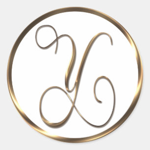 Monogram Y Imitate Bronze Runder Aufkleber