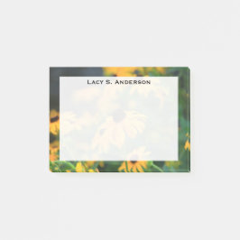 Monogram Yellow Black-Mit Augen Susan-Blume Post-it Klebezettel
