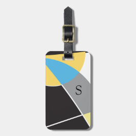 Monogram Yellow Blue abstrakt Black Gepäckanhänger