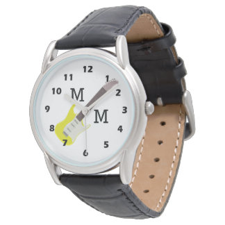 Monogram Yellow Gitarre Design Armbanduhr