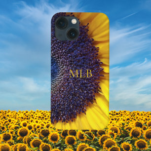 Monogram Yellow Sunflower Closeup with Initials Case-Mate iPhone Hülle