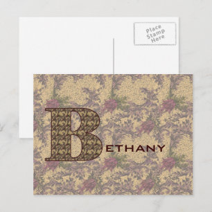 Monogram Your Name B Elegant Floral Postcard Postkarte