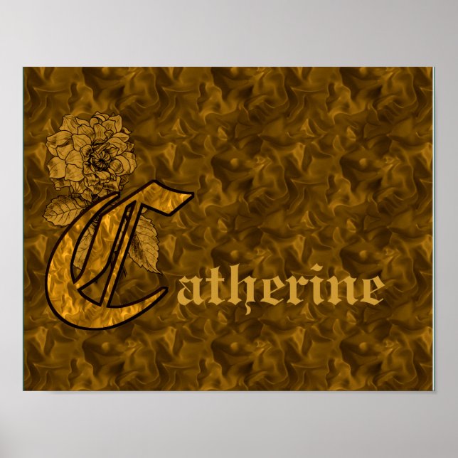 Monogram Your name Initial C Gold Peony Poster (Vorne)