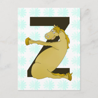 Monogram Z Funny Pony Customized Postkarte