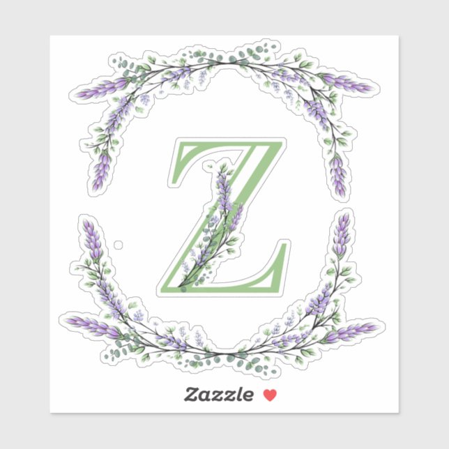 Monogram Z Lavender Eucalyptus Aufkleber (Blatt)