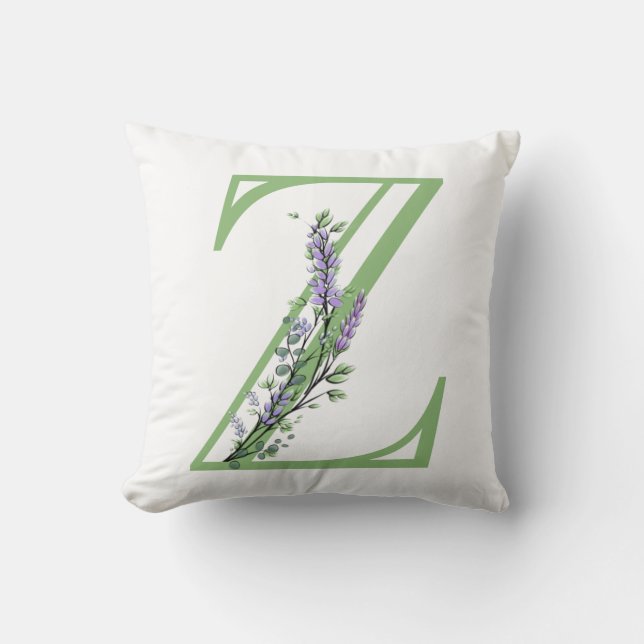 Monogram Z Lavender Eucalyptus Kissen (Vorderseite)