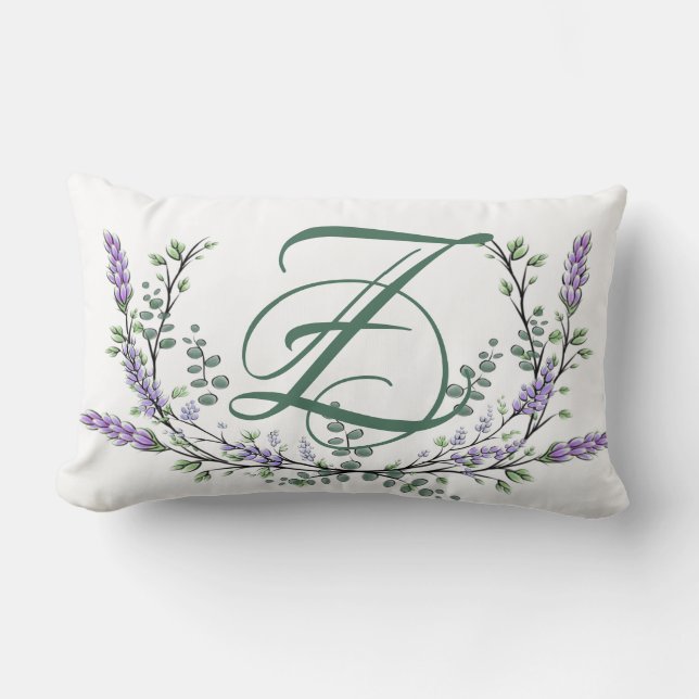 Monogram Z Lavender Eucalyptus Lendenkissen (Vorderseite)