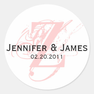 Monogram Z Save the Date Hochzeitsticker Runder Aufkleber