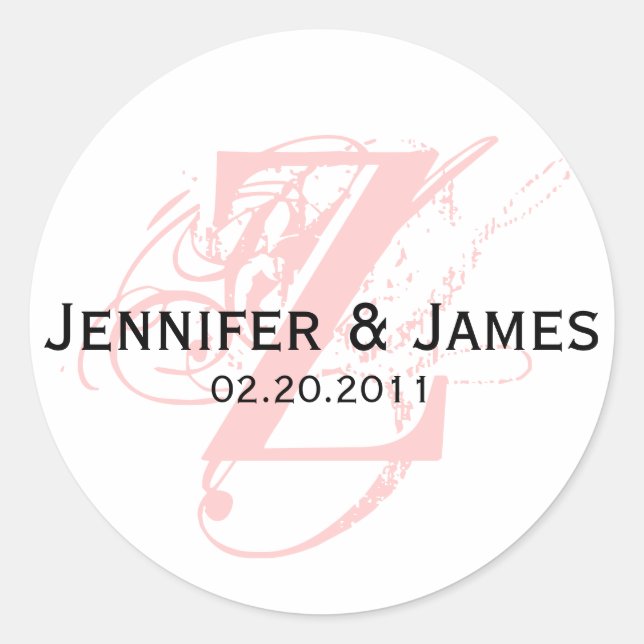Monogram Z Save the Date Hochzeitsticker Runder Aufkleber (Vorderseite)
