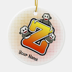 Monogram Z Sock Monkey Keramik Ornament