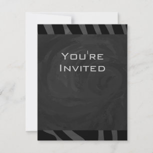 Monogram Zebra Black und Grau Einladung