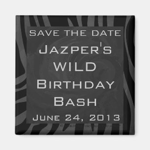 Monogram Zebra Black und Grau Magnet