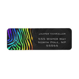 Monogram Zebra Black und Regenbogen Print