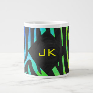 Monogram Zebra Black und Regenbogen Print Jumbo-Tasse