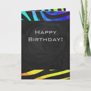 Monogram Zebra Black und Regenbogen Print Karte