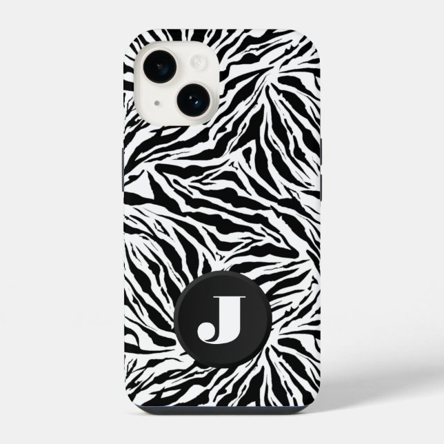 Monogram Zebra Print iPhone Hülle (Rückseite)