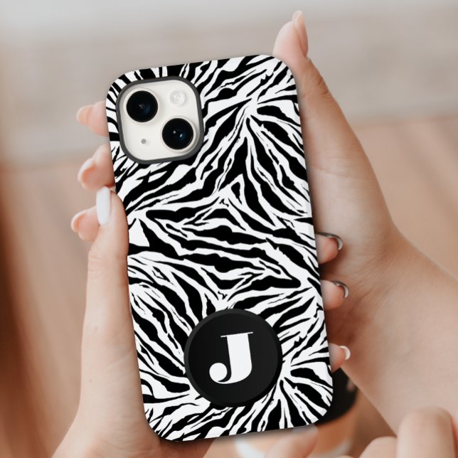 Monogram Zebra Print iPhone Hülle (Von Creator hochgeladen)