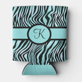 Monogram Zebra print Schwarz und Aquamarin Türkis Dosenkühler