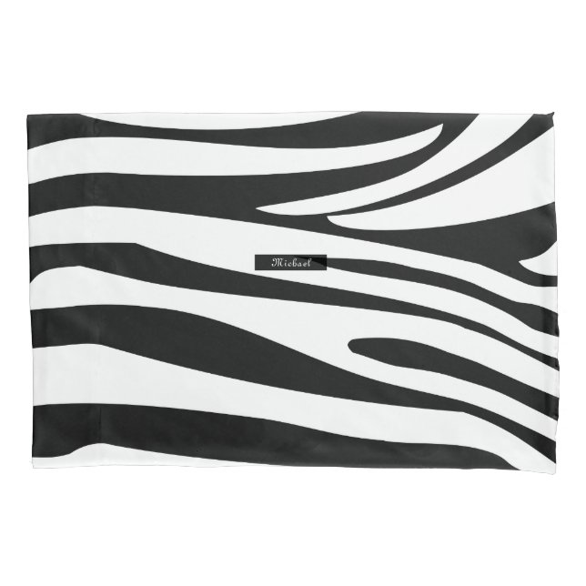Monogram Zebra Schwarz/Weiß Streifen Printmuster Kissenbezug (Vorderseite)