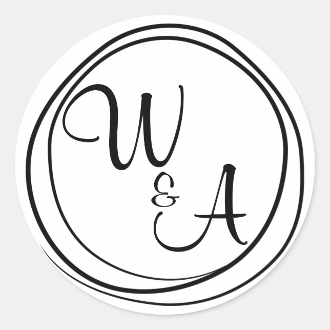 Monograma com duas letras runder aufkleber (Vorderseite)