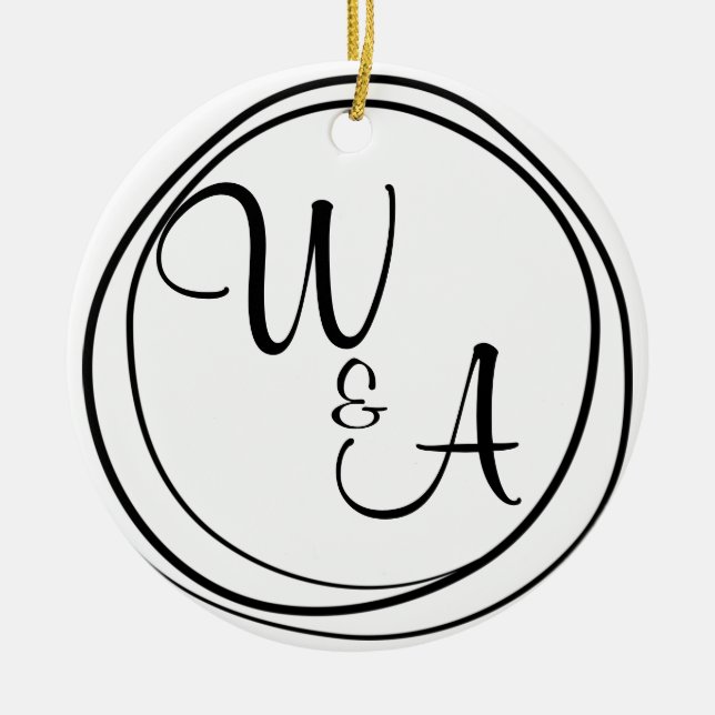 Monograma para casal Estilo Rústico Bauernhof Keramik Ornament (Vorne)