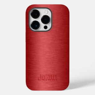 Monograme Metallic Red Brushed Aluminium Look Case-Mate iPhone 14 Pro Hülle