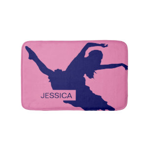 Monogramed Blue Dancer Silhouette IllustrationBlu Badematte