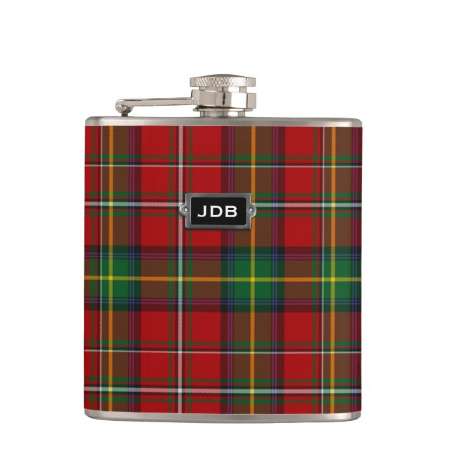 Monogramed Clan Boyd Tartan-karierte Flasche Flachmann (Vorderseite)