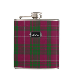 Monogramed Clan-Crawfordtartan-karierte Flasche Flachmann