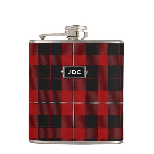 Monogramed Clan Cunningham Tartan-karierte Flasche Flachmann (Vorderseite)