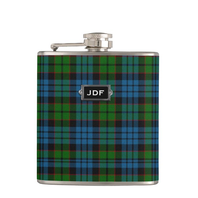 Monogramed Clan Fletcher Tartan-karierte Flasche Flachmann (Vorderseite)